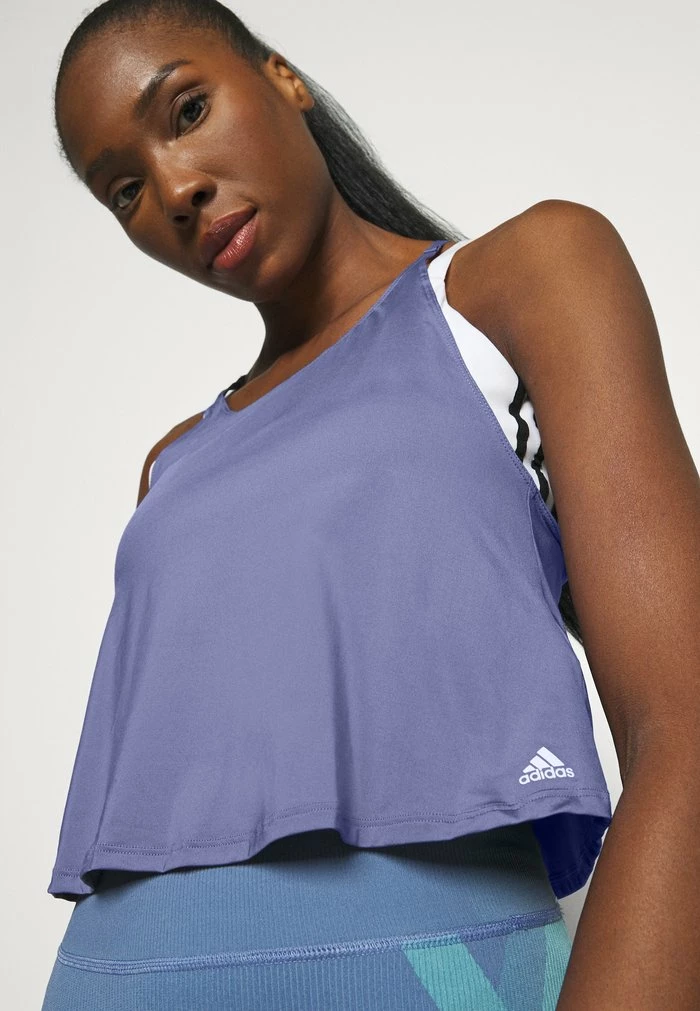 Adidas Performance YOGA CROP - Top - Orbit Violet/white 6 Adidas Performance YOGA CROP - Top - Orbit Violet/white - Image 4