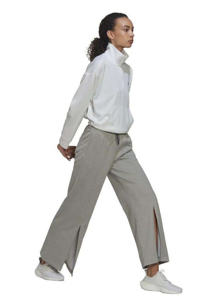 Adidas Performance W GG WIDELEG PT - Trousers - Medium Grey Heather/white 3 Adidas Performance W GG WIDELEG PT - Trousers - Medium Grey Heather/white